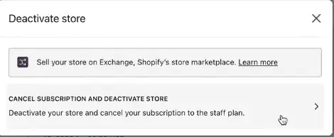 confirm deactivate store